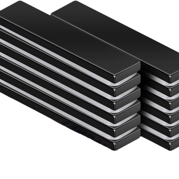 MIKEDE Neodymium Magnets, 5 Pack Black Super Strong Magnets Bar, Waterproof Heavy Duty Magnet with Adhesive Backing, Rare Earth Small Magnet Strips for Fridge, DIY, Craft, Science - 60x10x3 mm